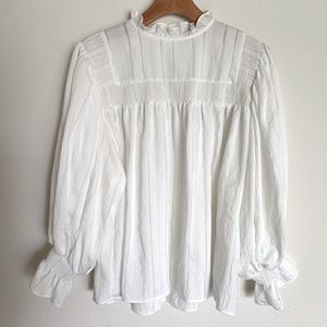 NWT Zara Balloon Sleeve Smocked Peasant Blouse